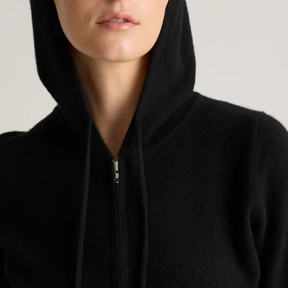 Quince Black Cashmere Zip-up Hoodie Sweatshirt women’s XL - Picture 3 of 7